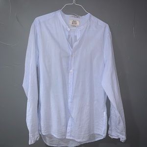 light blue button down